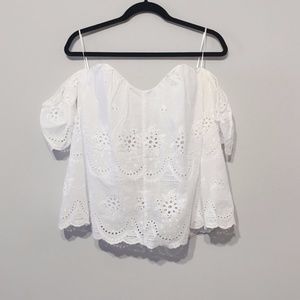 Francesca's White Embroidered Bustier Top